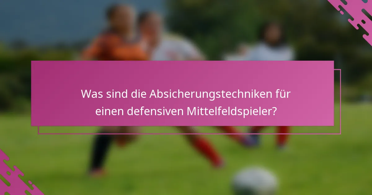 Was sind die Absicherungstechniken für einen defensiven Mittelfeldspieler?