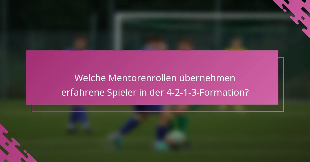 Welche Mentorenrollen übernehmen erfahrene Spieler in der 4-2-1-3-Formation?
