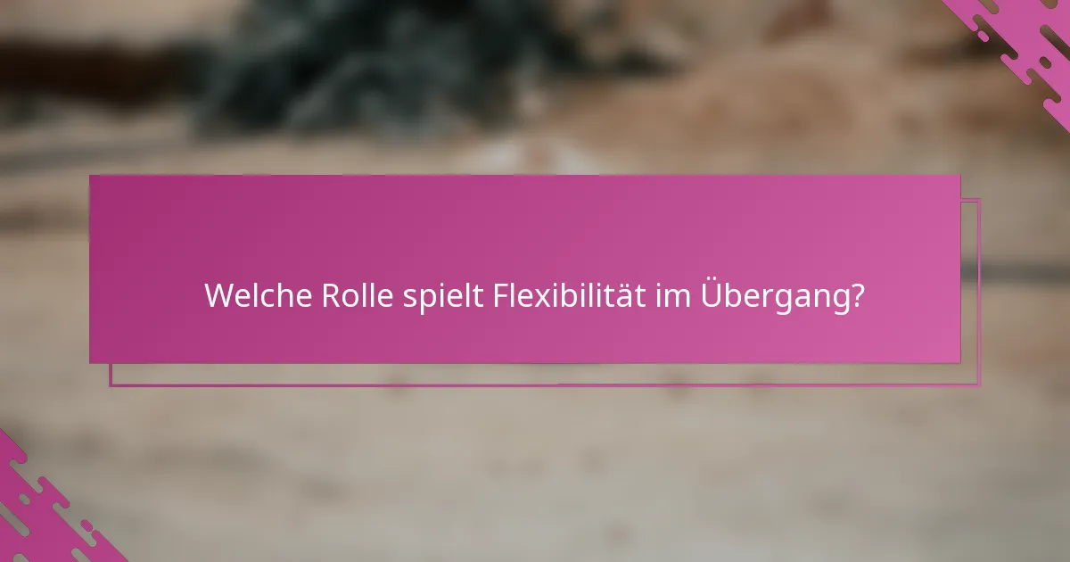 Welche Rolle spielt Flexibilität im Übergang?