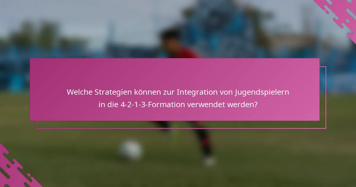 Welche Strategien können zur Integration von Jugendspielern in die 4-2-1-3-Formation verwendet werden?
