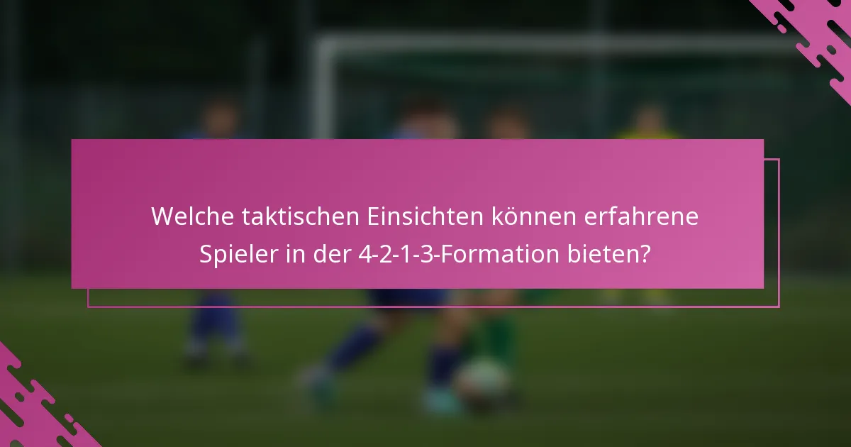 Welche taktischen Einsichten können erfahrene Spieler in der 4-2-1-3-Formation bieten?