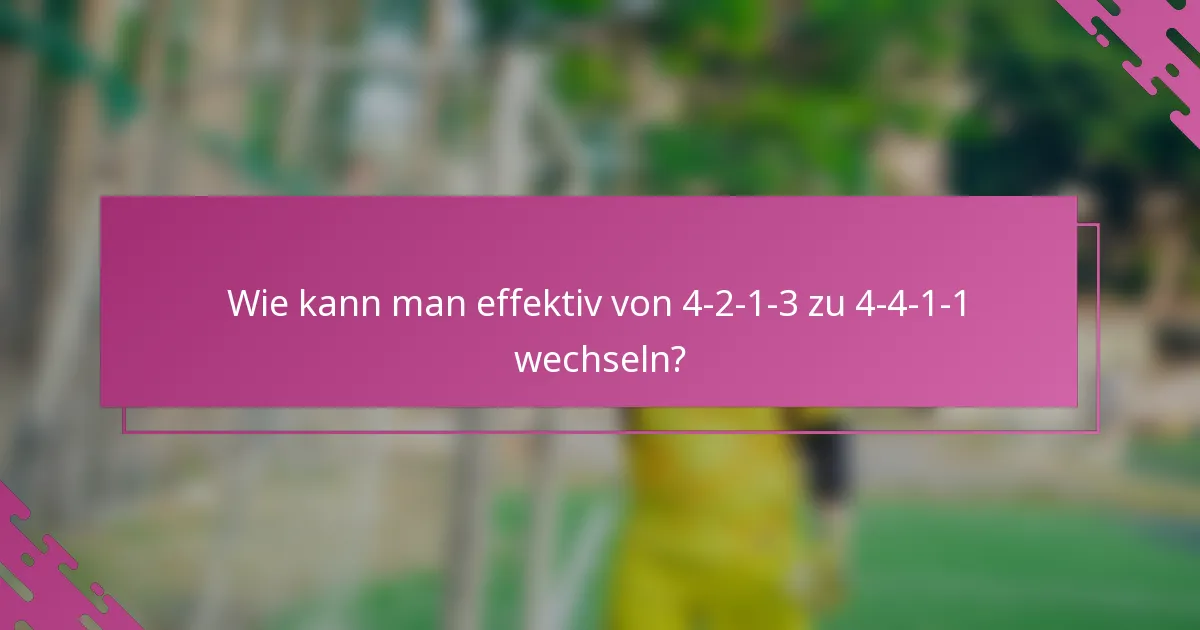 Wie kann man effektiv von 4-2-1-3 zu 4-4-1-1 wechseln?
