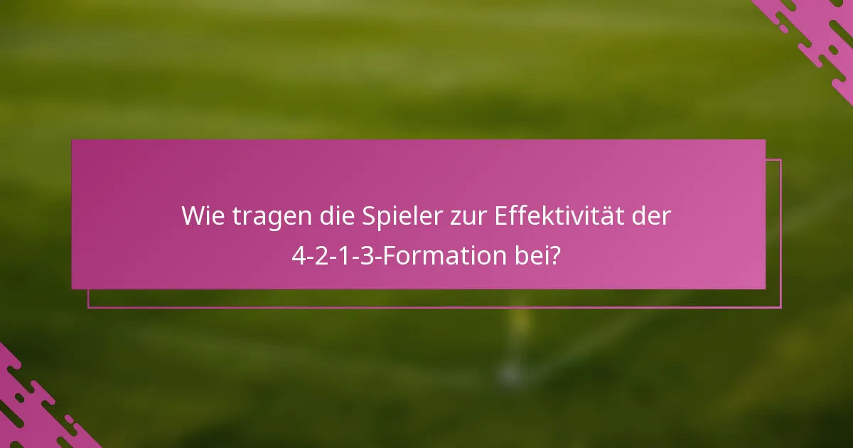 Wie tragen die Spieler zur Effektivität der 4-2-1-3-Formation bei?